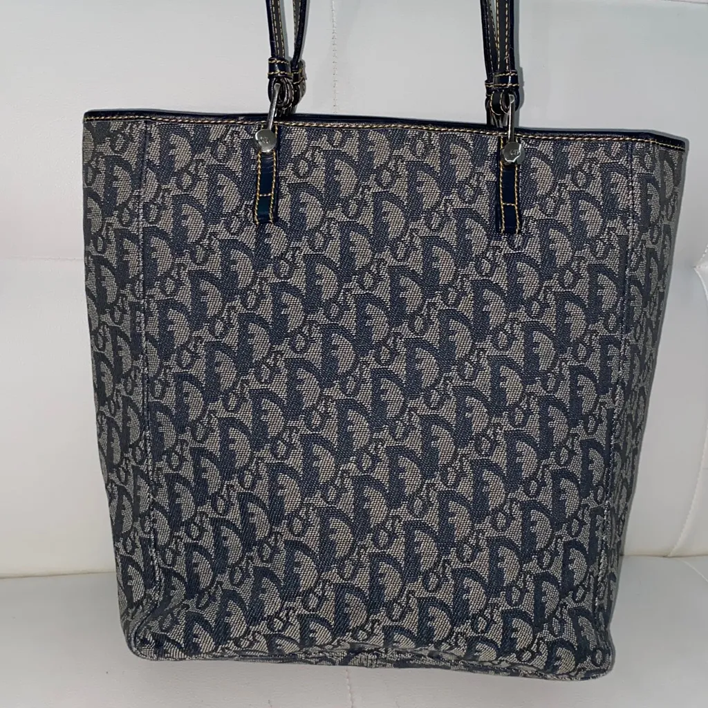 Authentic Christian Dior Oblique Denim Shoulder  Bag - Image 6