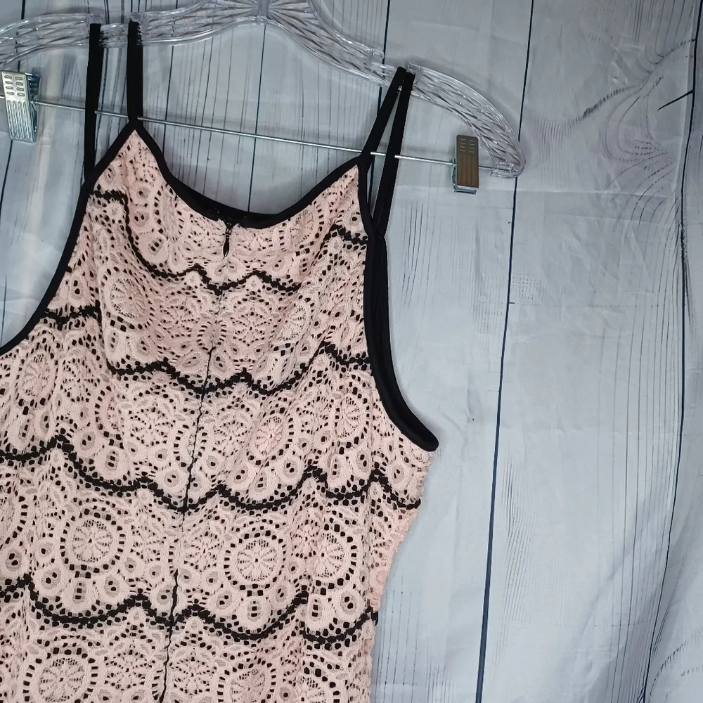 Vtg Guess Cocktail Dress Mini Light Pink Lace Overlay Guess LosAngeles 90s Y2K - Image 11