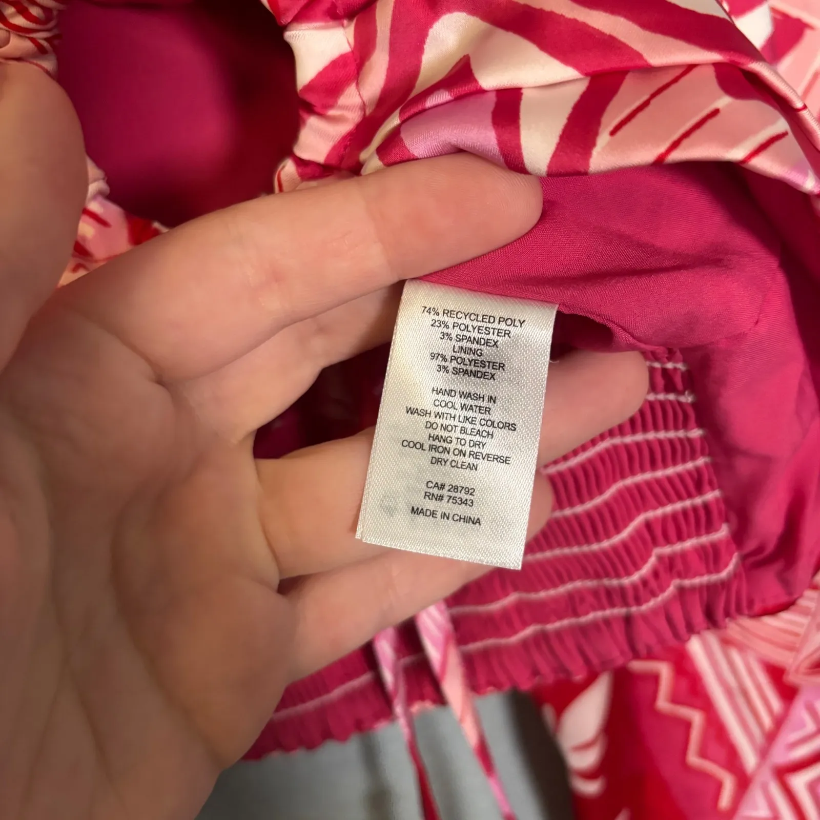 Caroline Constas Pink Tribal Print V Neck Ring Detail Crop Top Long Sleeve Large - Image 10