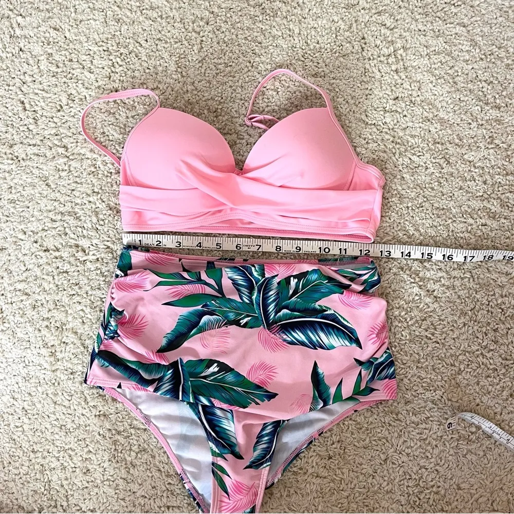 SHEIN Pink Tropical Bikini Set - Image 3
