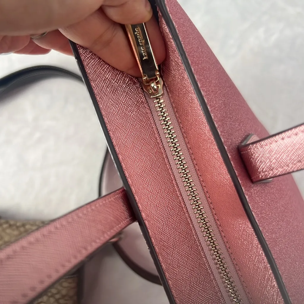 Kate Spade New York Mitten Pink Glimmer Glitter Tote Sparkle Glam Holiday - Image 6