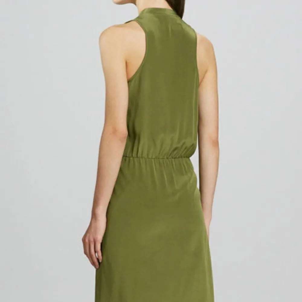Tibi Olive Silk Faux Wrap Dress - Image 2