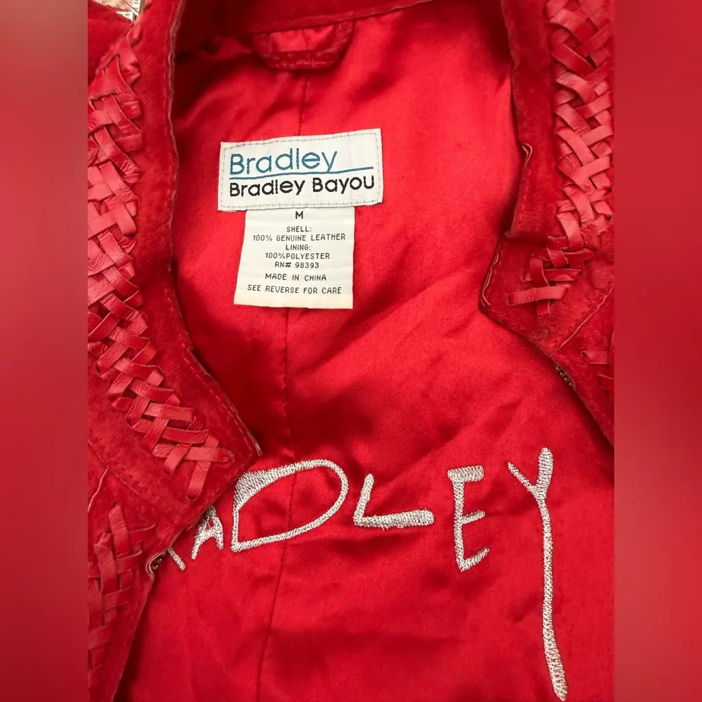 Bradley Bayou Red Leather Suede Jacket, Size Medium - Image 7