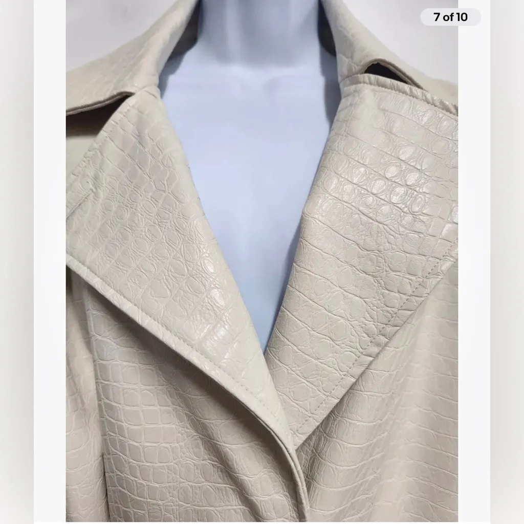 Anthropologie Stella Nova Jacquelina Faux Leather Trench Coat Size 40 EU. H - Image 7