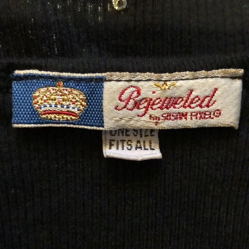 Bejeweled Studded Punk Tank Top Skull Flowers Hearts Flames Eagle XS/S - Image 8