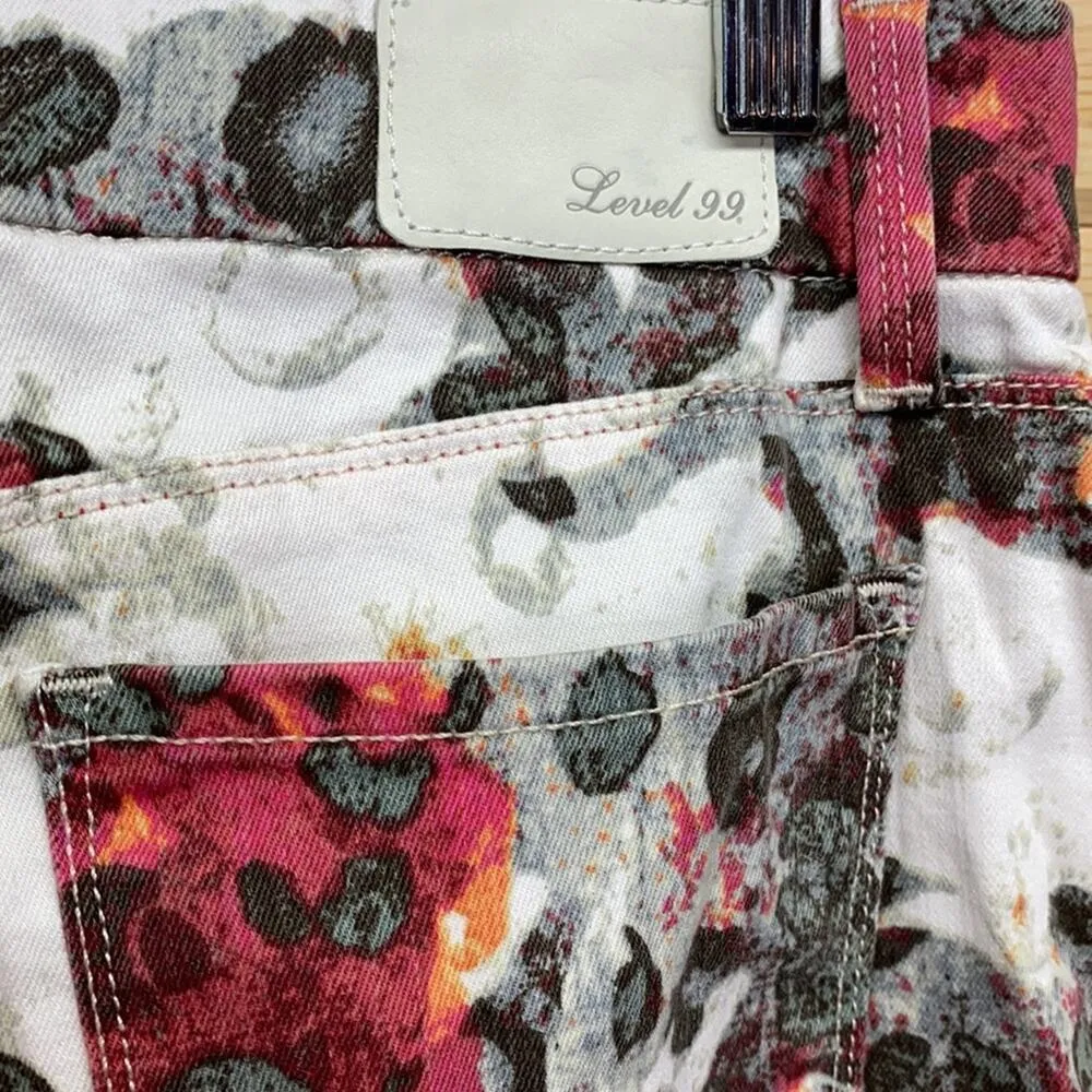 Level 99 Floral Cheetah Print Jean Mini Skirt 27 Black Size 4 - Image 5