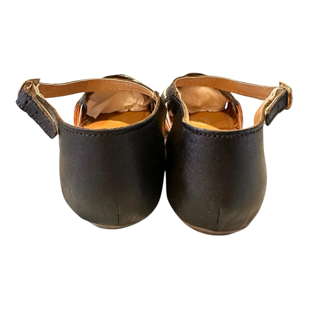 Macarena Authentic Woven Leather Huarache Flats Ankle Strap Black Tan Size 9 - Image 4
