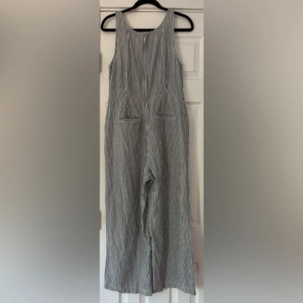 Madewell Striped Navy and‎ White Cotton Jumpsuit Size 4 EUC - Image 2