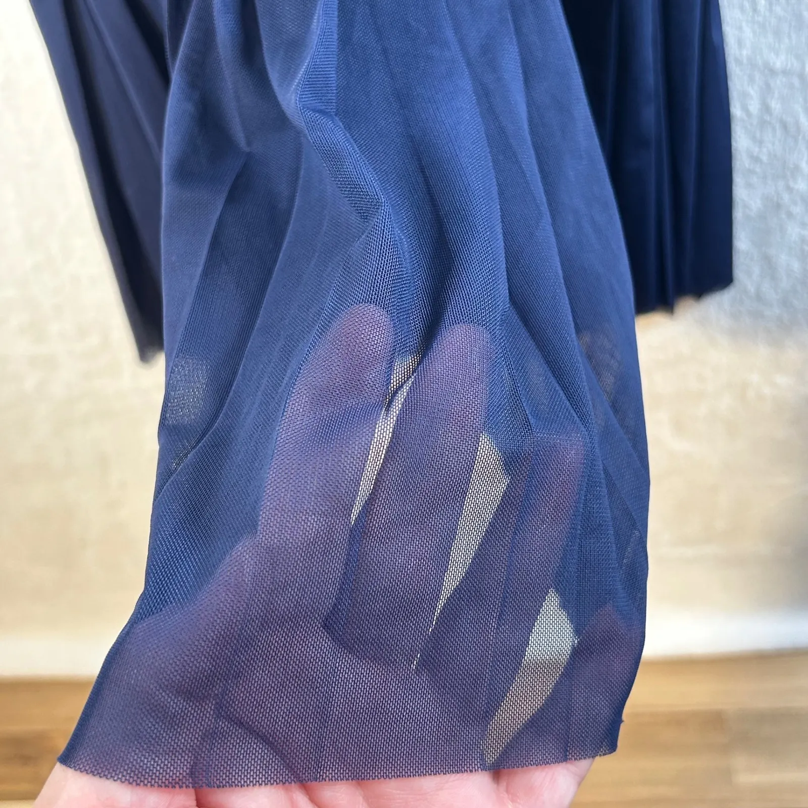 New Balance Women Striped Athletic Tennis Dress Pleated Skirt Navy White Size L - Image 7