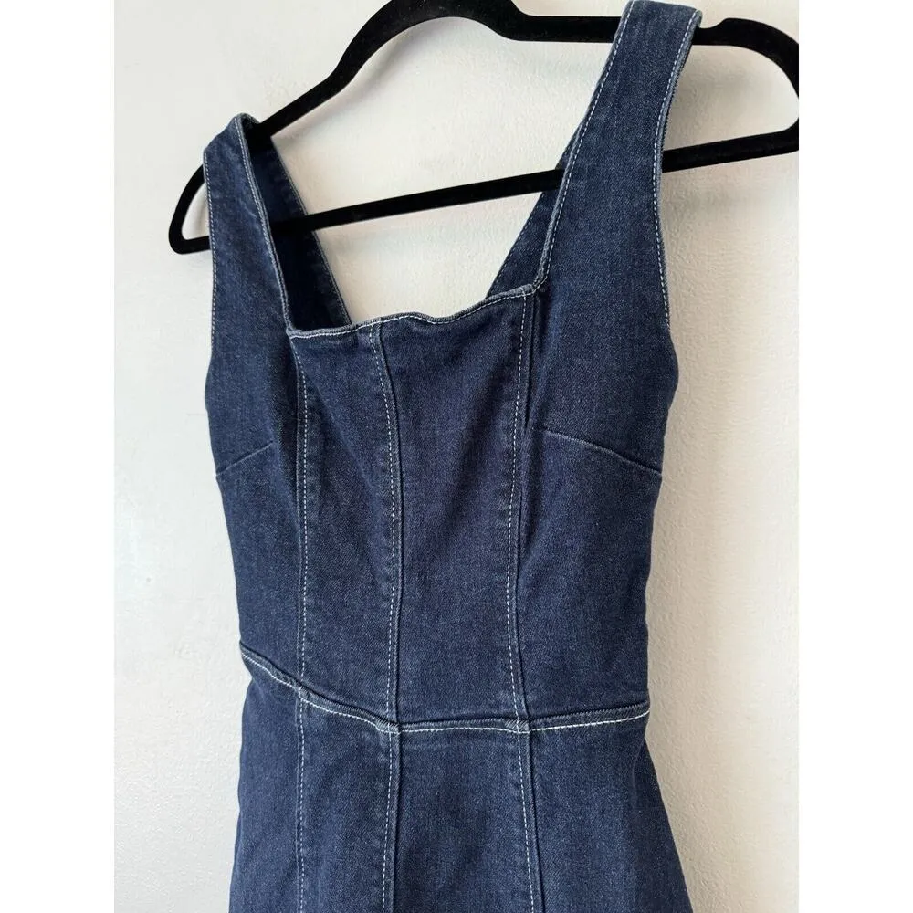 Tiger Mist Blue Denim Square Neck Sleeveless Sheath Mini Dress Size XS - Image 5