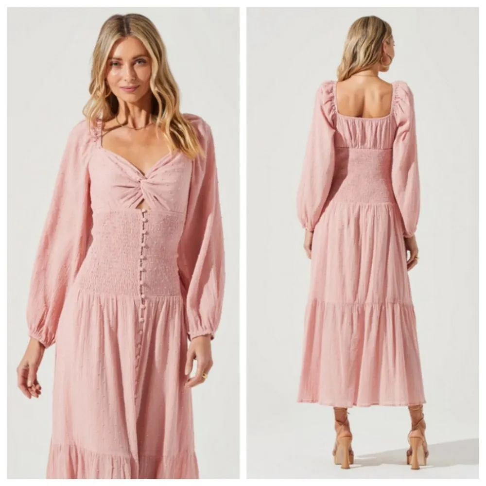 💕ASTR THE LABEL💕 Long Sleeve Twist Bust Dress ~ Soft Pink XL NWT - Image 4