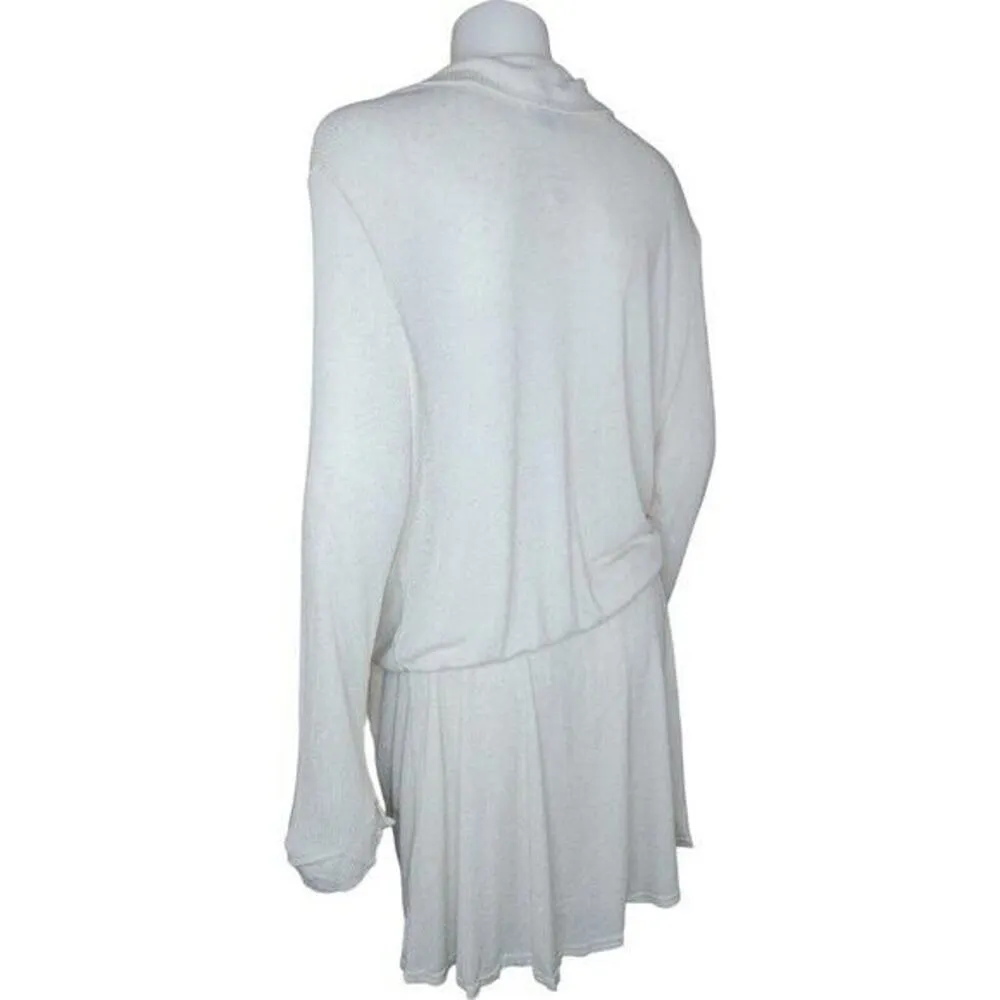 Free People Lively Romper Natural Oatmeal Beige Womens Medium Long Sleeve Shorts - Image 4