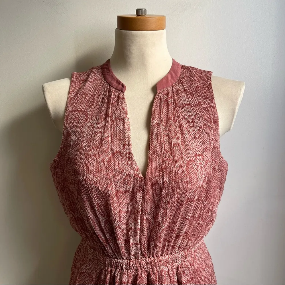 Joie "Hilarie" Silk Dress Size Small Snake Print Dusty Pink Sleeveless Midi - Image 3