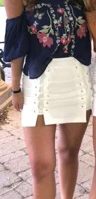 White Lace Up Skirt - Image 3