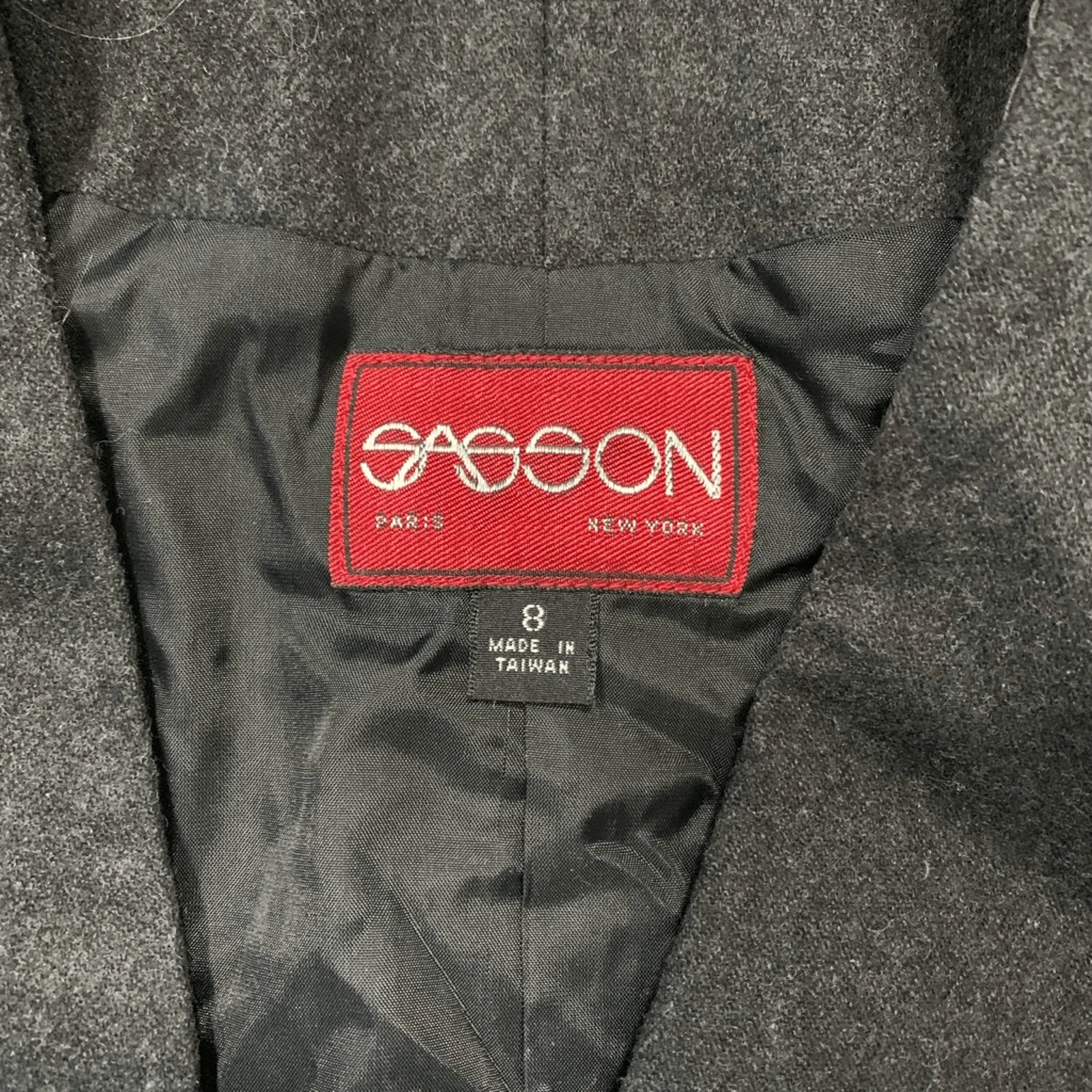 Vintage 90s Collarless Wool Blend Blazer Charcoal Gray Two Button Size 8 Classic - Image 11