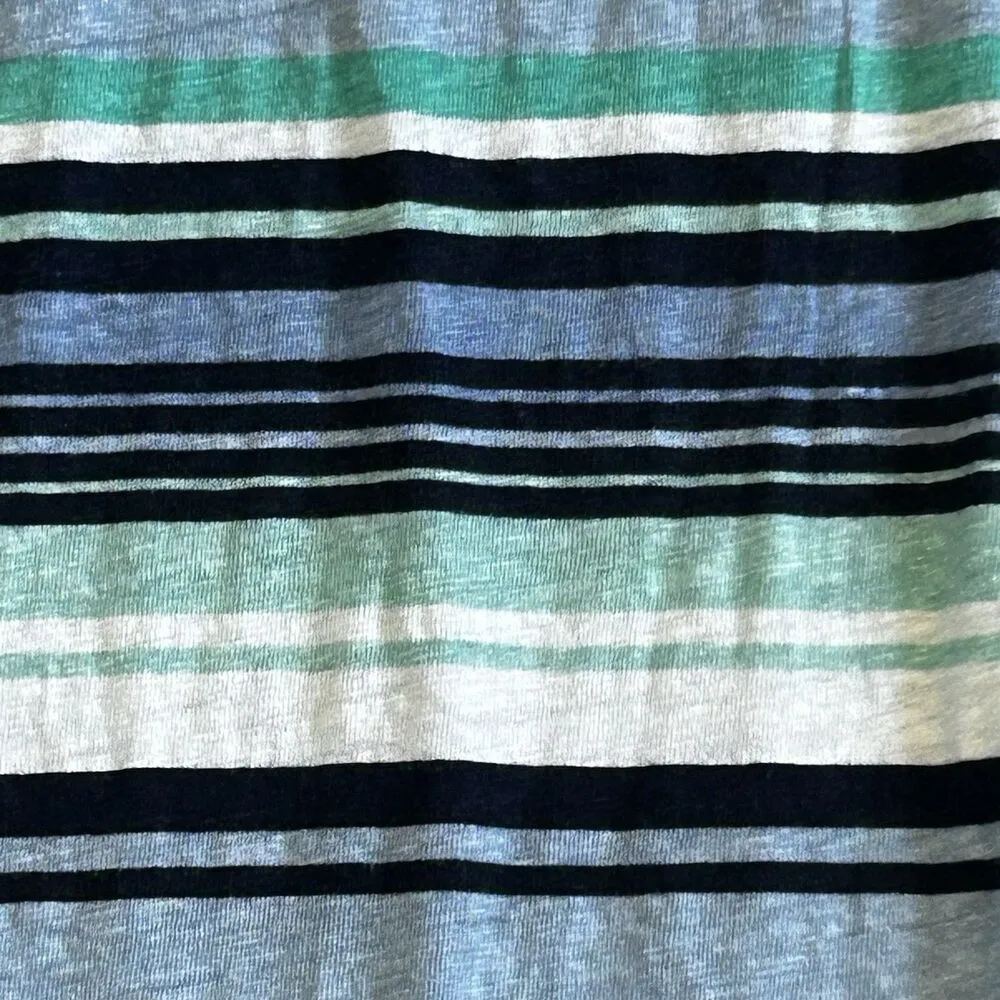 Tommy Bahama Dress Womens Medium Aqua Mint Navy Blue White Linen Beach Coastal - Image 6