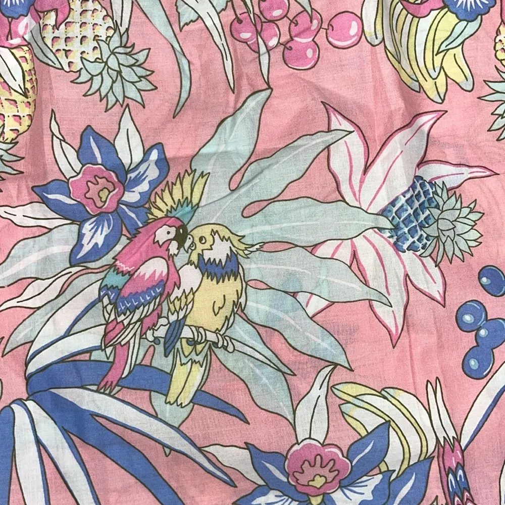 Talbots NWT S Parrot Bird - Pineapple - Tropical Floral Print Tank Top Blouse - Image 4