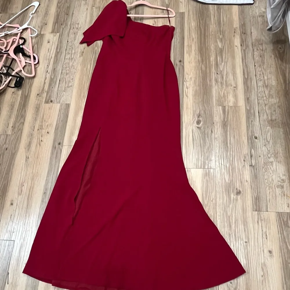 Dress the Population one strap Georgina Gown cocktail formal GARNET sz XL - Image 9