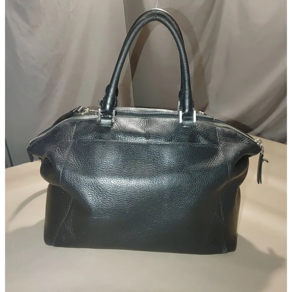 Michael Michael Kors Riley Black Leather Satchel Shoulder Bag  MK Charm Detachab - Image 4