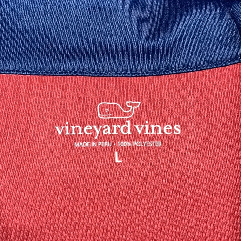 Vineyard Vines Size L Pink - Blue Zip Front Sleeveless Vest Jacket - Image 4