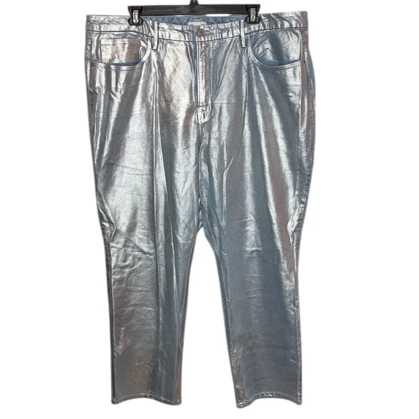 Good American Good '90s metallic relaxed-fit denim-blend jeans. Size 22 - Image 2