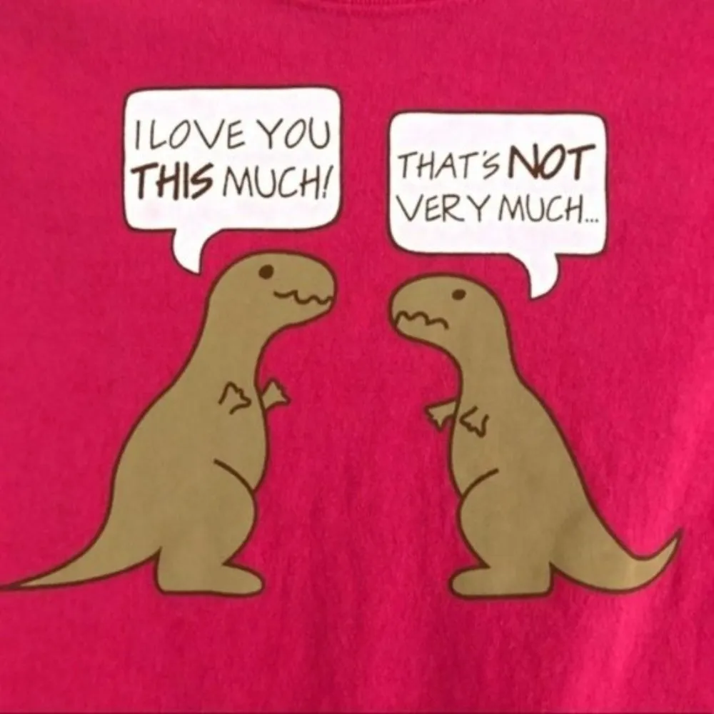 Dinosaur T-Shirt S Juniors Pink T-Rex Graphic Love Funny - Image 3