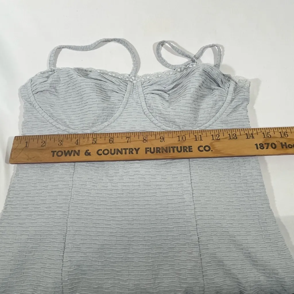 COLYSMO BODYCON MAXI DRESS CORSET STYLE ADJUSTABLE STRAPS LACE TRIM M SEA FOAM Size M - Image 14