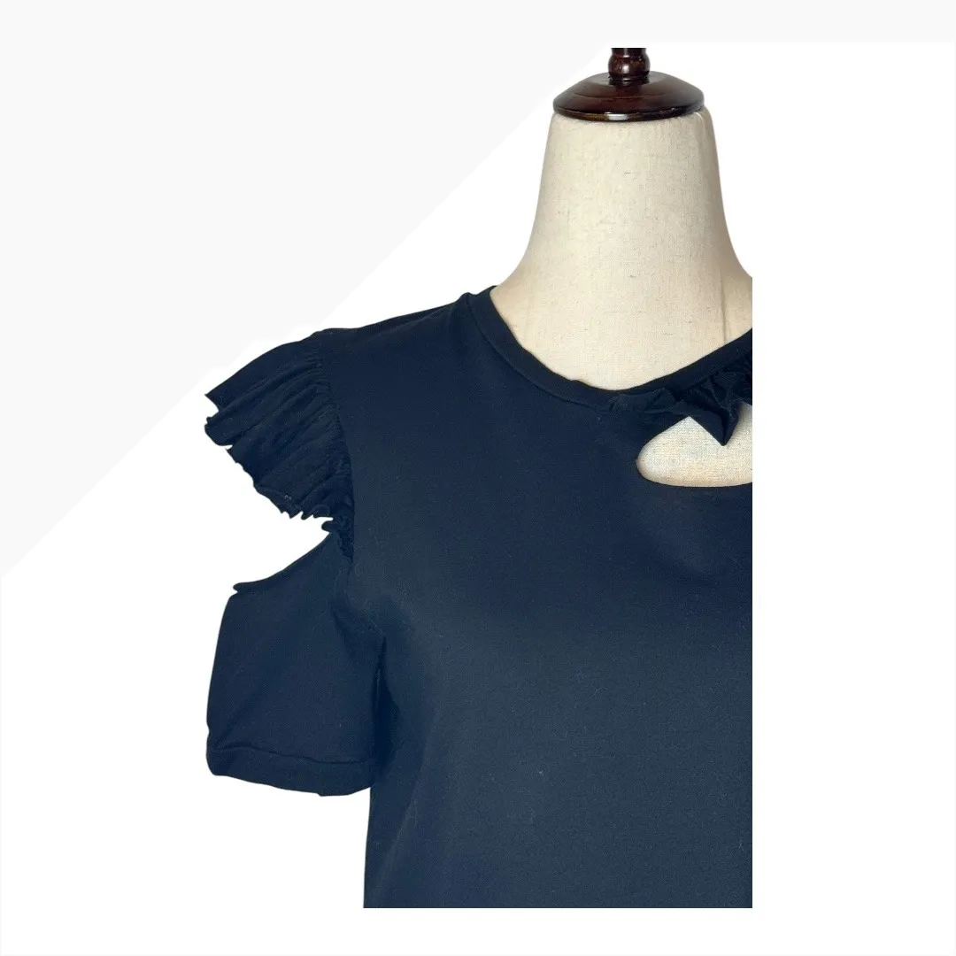 Maggie Marilyn Shirt Women XS Black Ruffle Cutout Endless Possibilities Tee Goth - Image 5