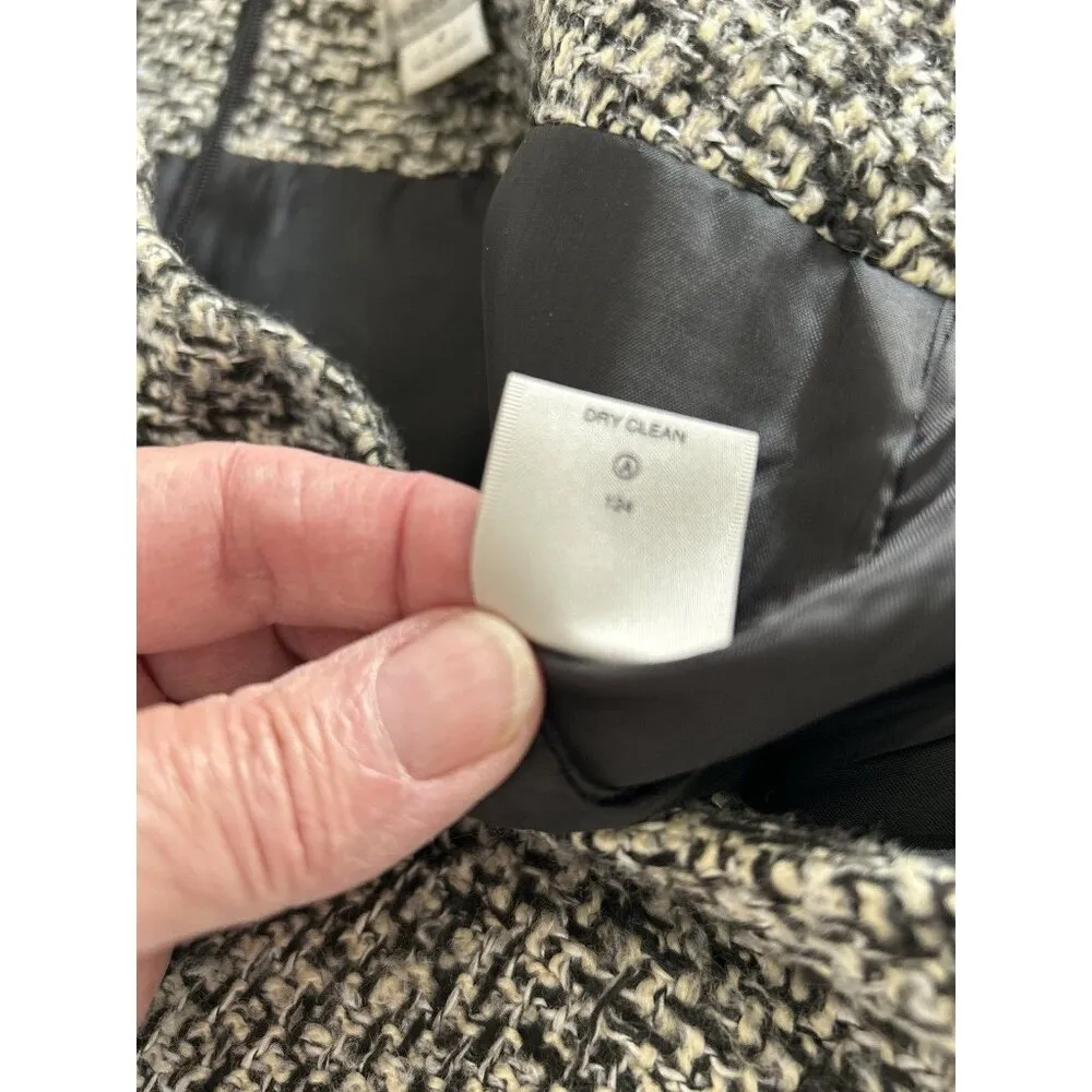 Van Heusen Studio Womens Black Tan Gray White Tweed Pencil Mini Skirt Size 4 - Image 4