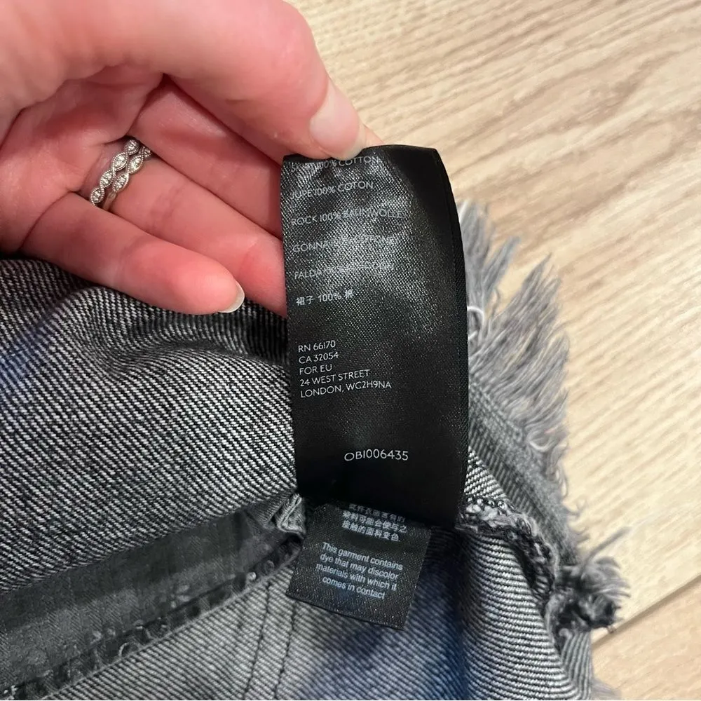 We the Free People Bailey Black Denim Frayed Raw Hem Jean Mini Skirt Size 24 - Image 4