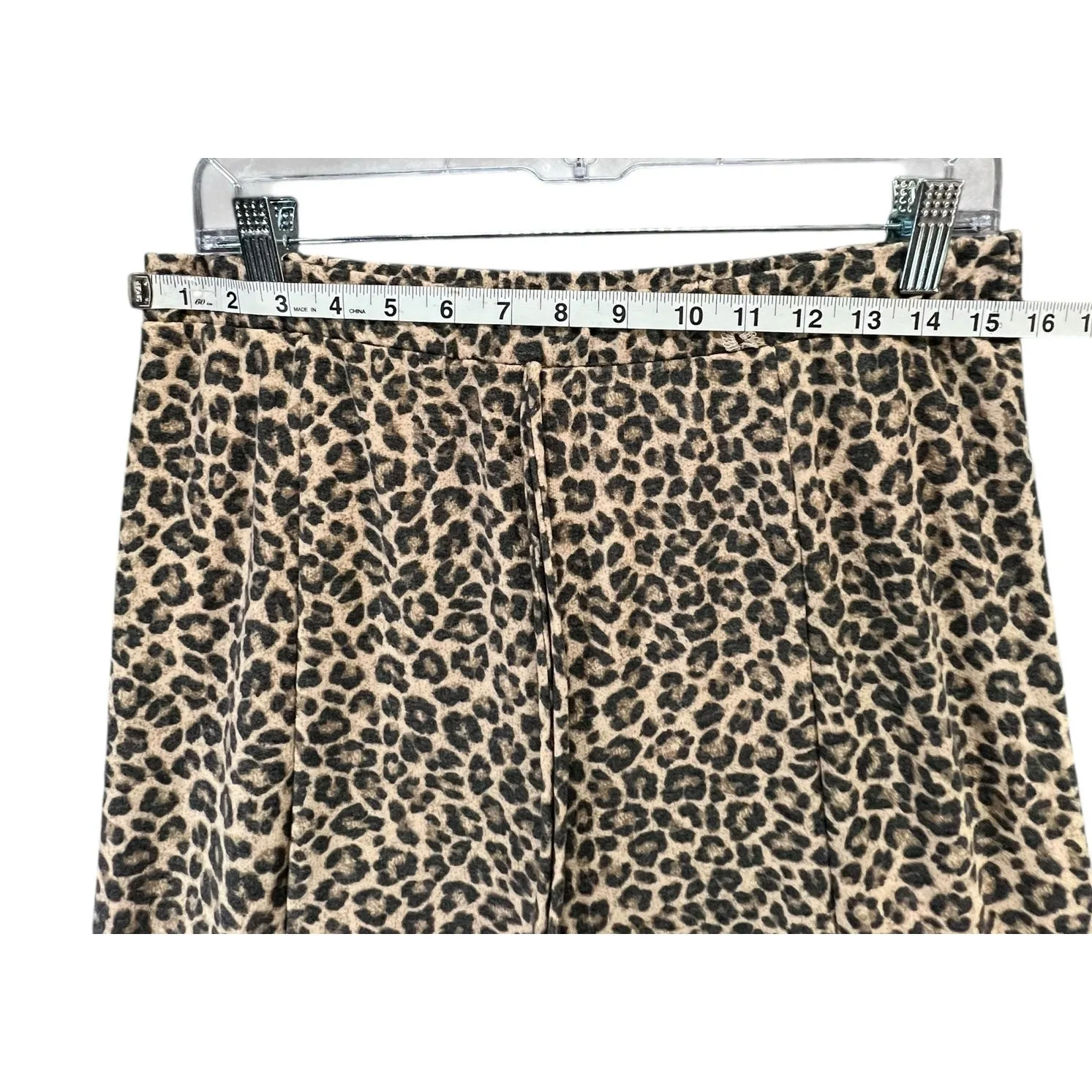 Ces Femme Wide Leg Pants Womens L Brown Leopard Print High Rise Resort Boho Chic Size L - Image 6