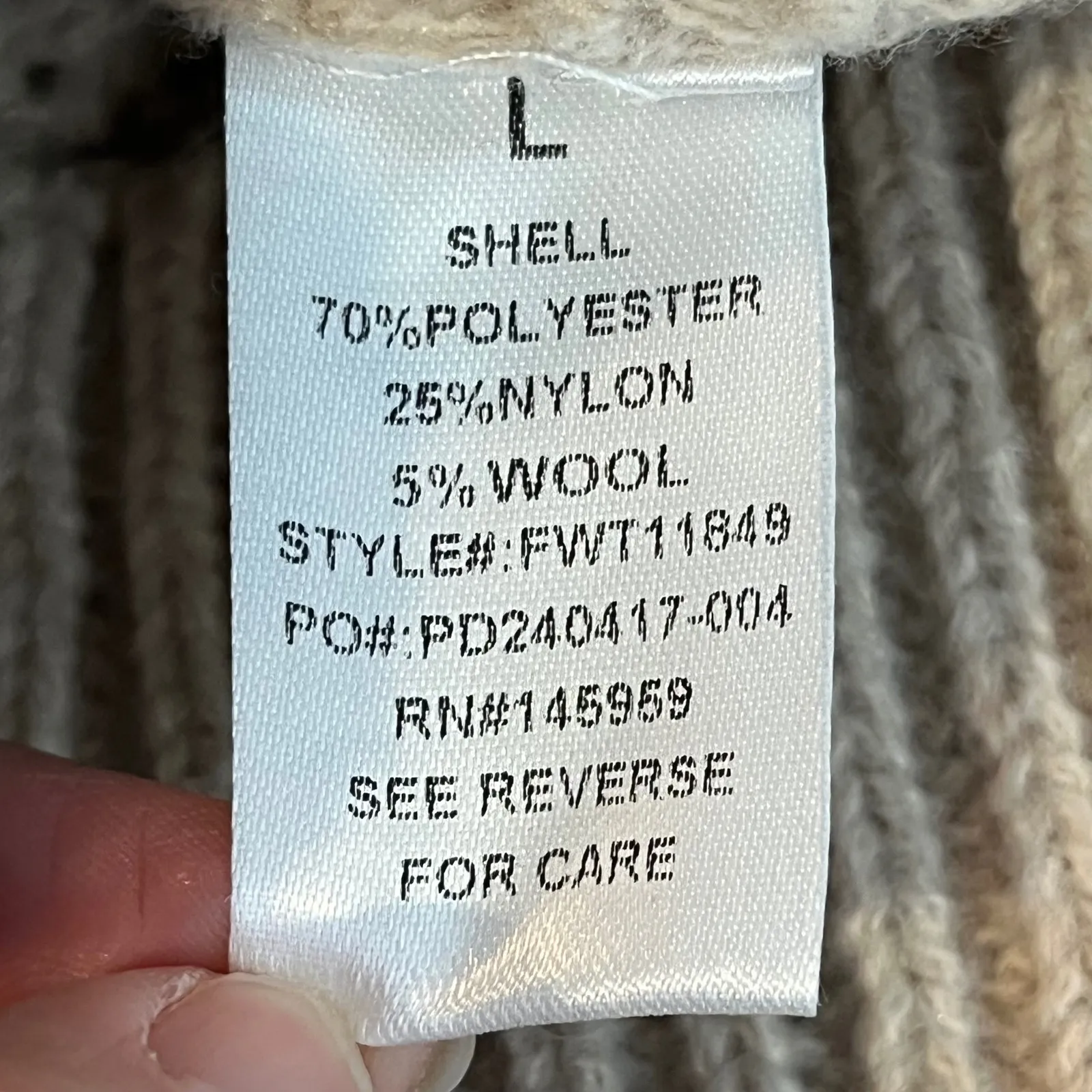 Dress Forum Size Large WOOL Blend Beige Cable Knit Sweater Tan - Image 4