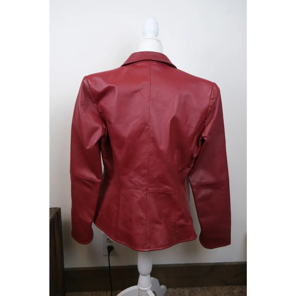 Shape FX Vintage Red Leather Motorcycle Fashion Western Jacket Womens 8 (S/M) - Image 4