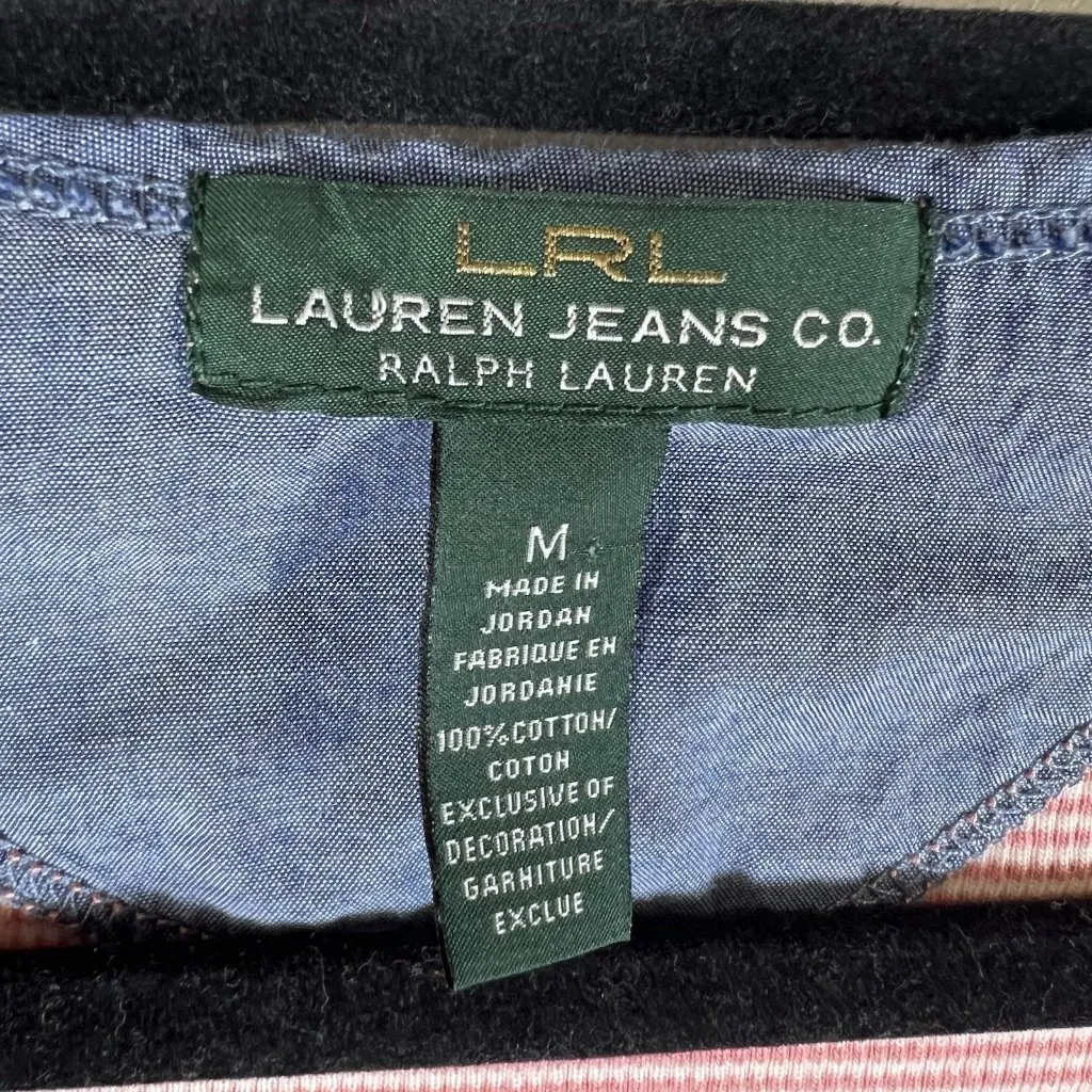 Ralph‎ Lauren Lauren Jeans Co Top 3/4 Sleeve Stretch Cotton Zip Neck Size M - Image 5