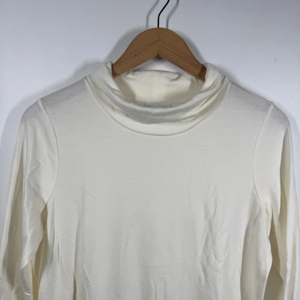 J. Jill Pure Jill Top Women S Turtleneck Pocket Tunic Ivory Lagenlook Tencel - Image 3