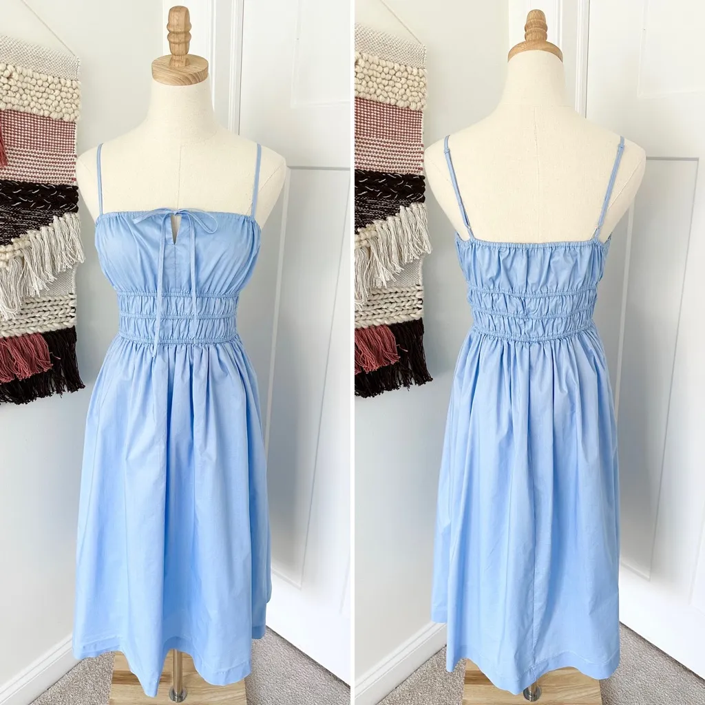 Sunday in Brooklyn Smocked Poplin Cotton Dress Blue Sz M NWT - Image 7