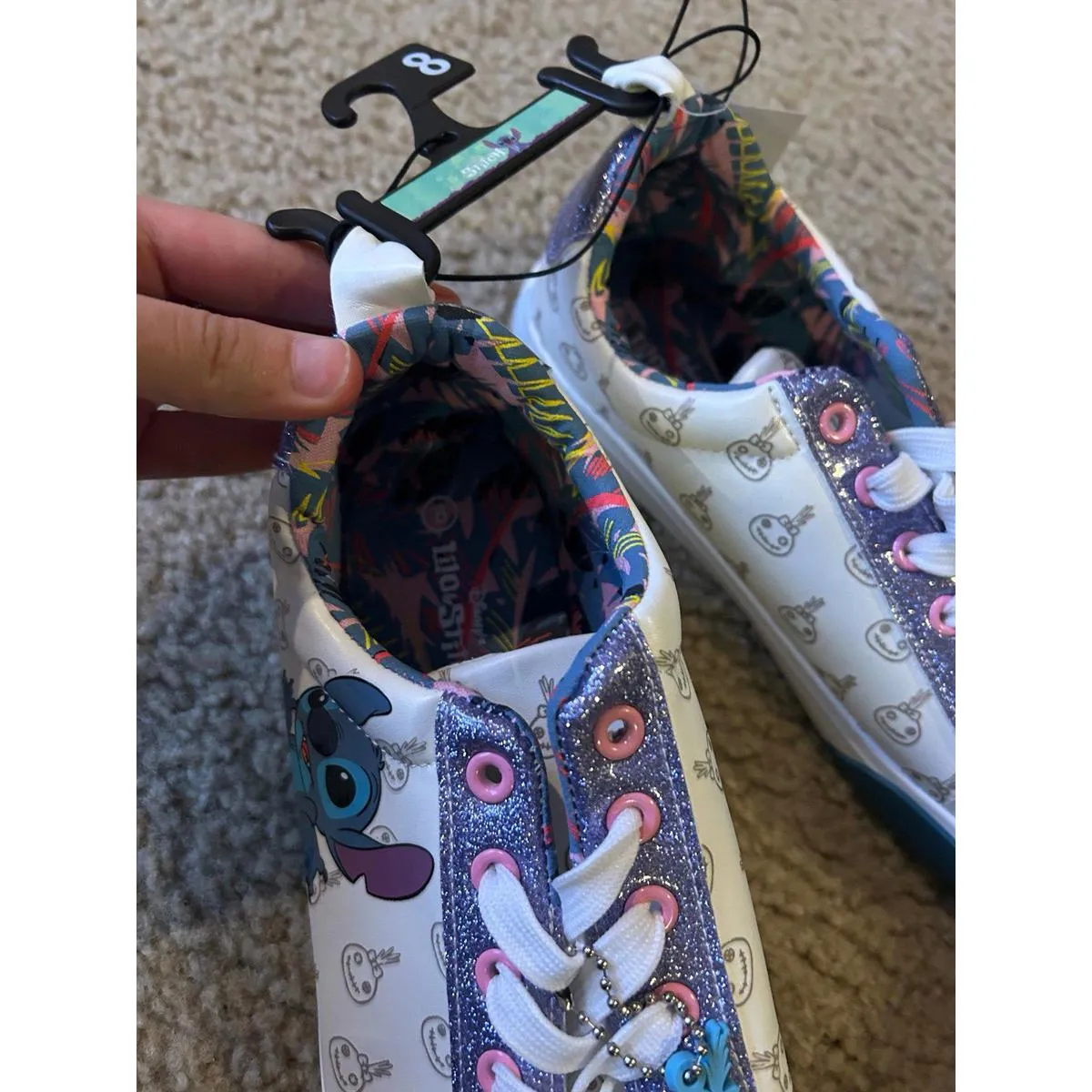 Disney Lilo & Stitch Womes 8 Stitch Low Top Court Sneakers Blue - Image 3