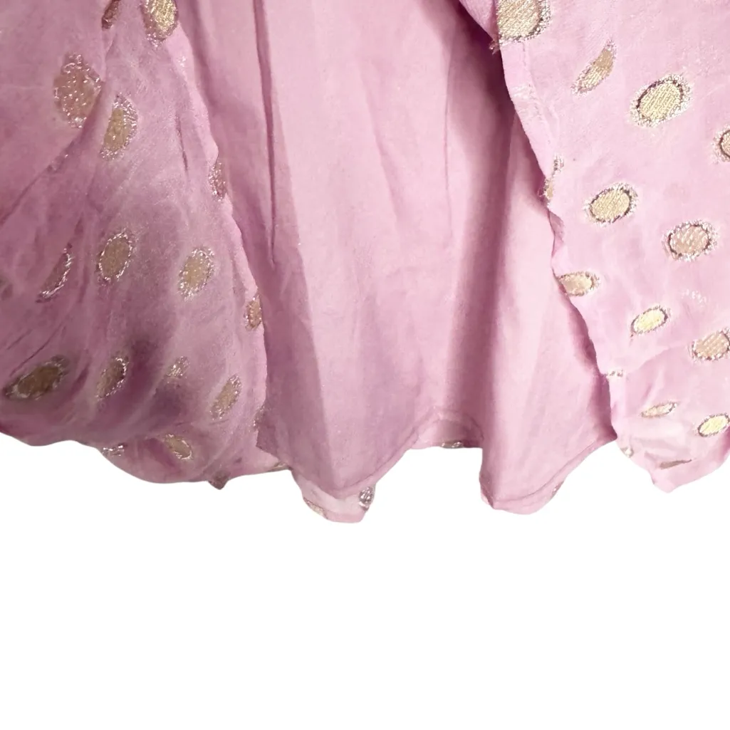 RAGA LILAC GOLD SILVER FLUTTER SLEEVES SRESS SZ L - Image 6