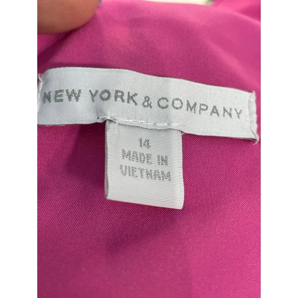 New York & Co Dress Size 14 Pink Abstract Honeycomb Textured Fairy Core Easter - Image 8