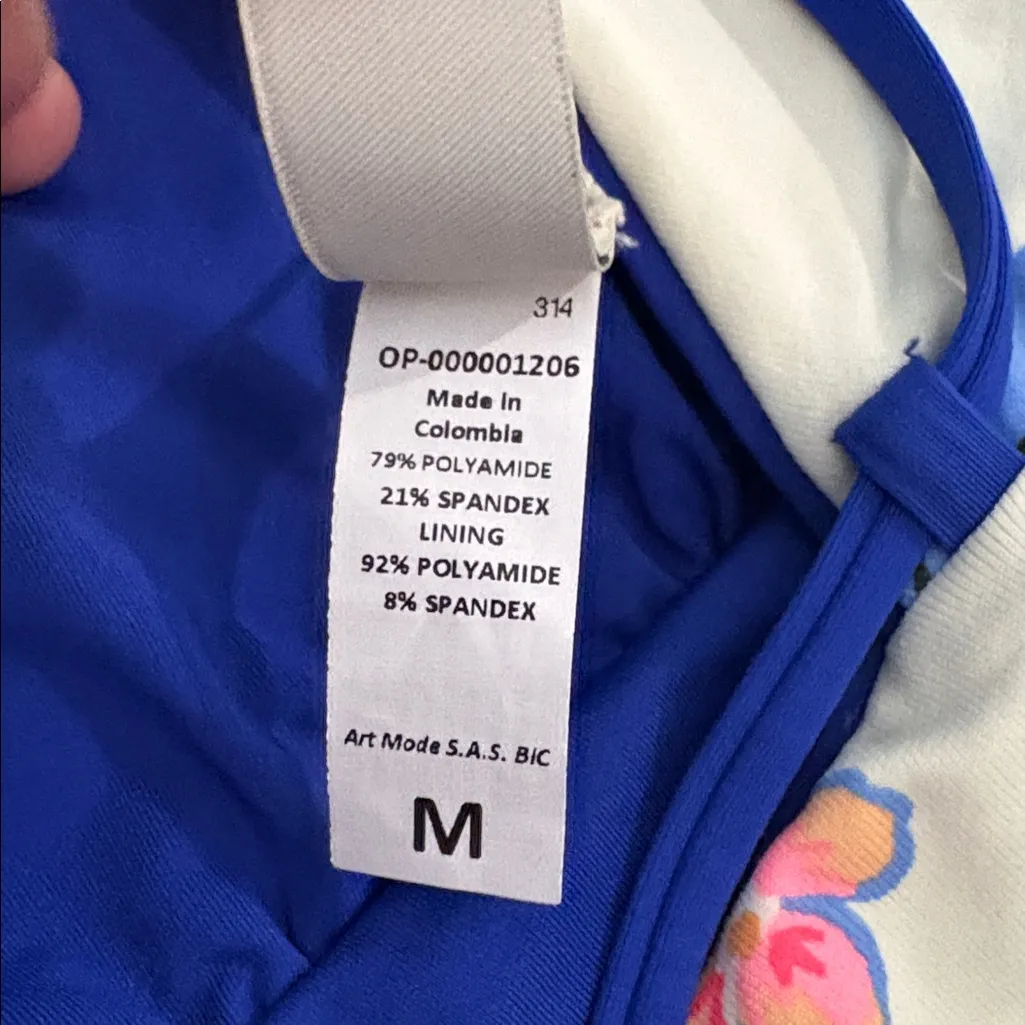 Maaji Blue Floral Safari Reversible One Piece swimsuit size Medium - Image 5