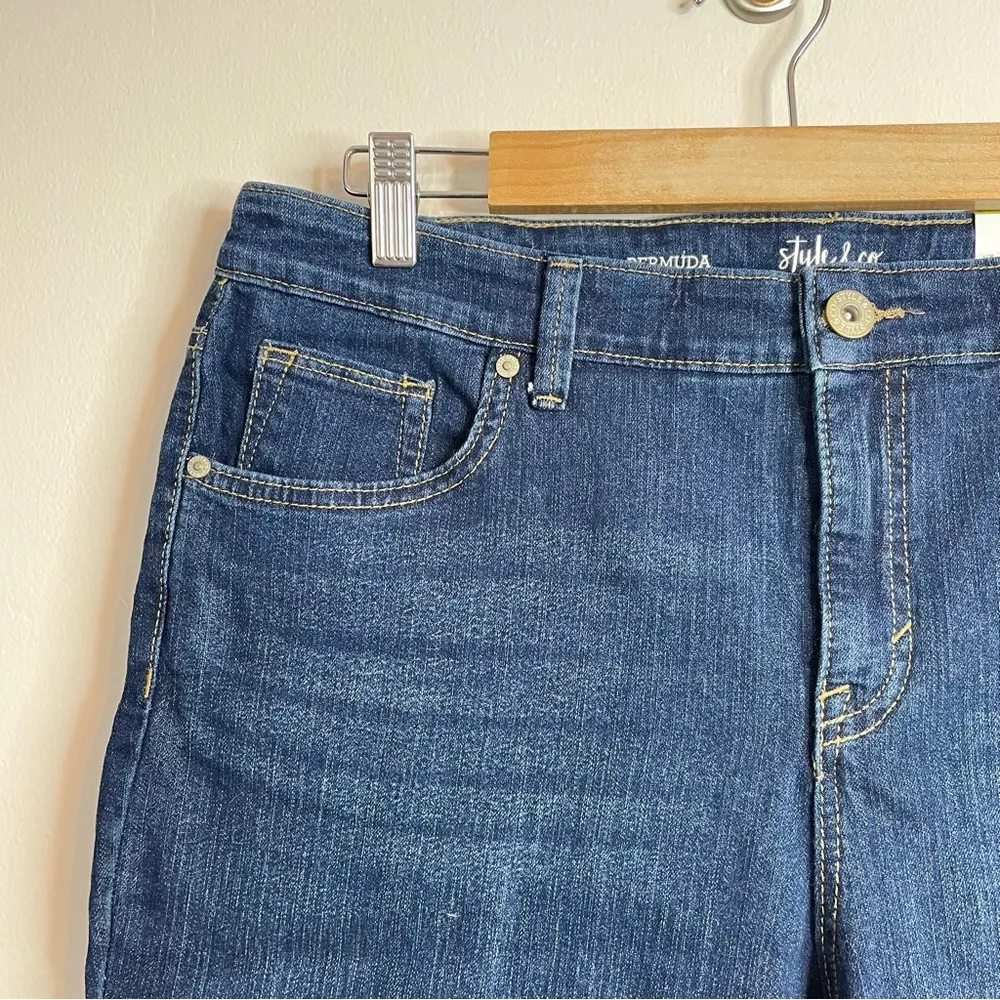 Style & Co Stretch Denim Jean Curvy Fit Mid Rise Long Bermuda Shorts 14 new - Image 12
