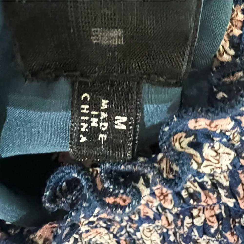 Code‎ x Mode Smocked Mock Neck Sleeveless Midi Dress M Blue Floral Lined - Image 6