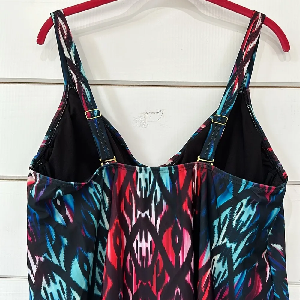 Swimsuits For All Flyaway Underwire Tankini Swim Top NEW Size 18 Black - Image 8