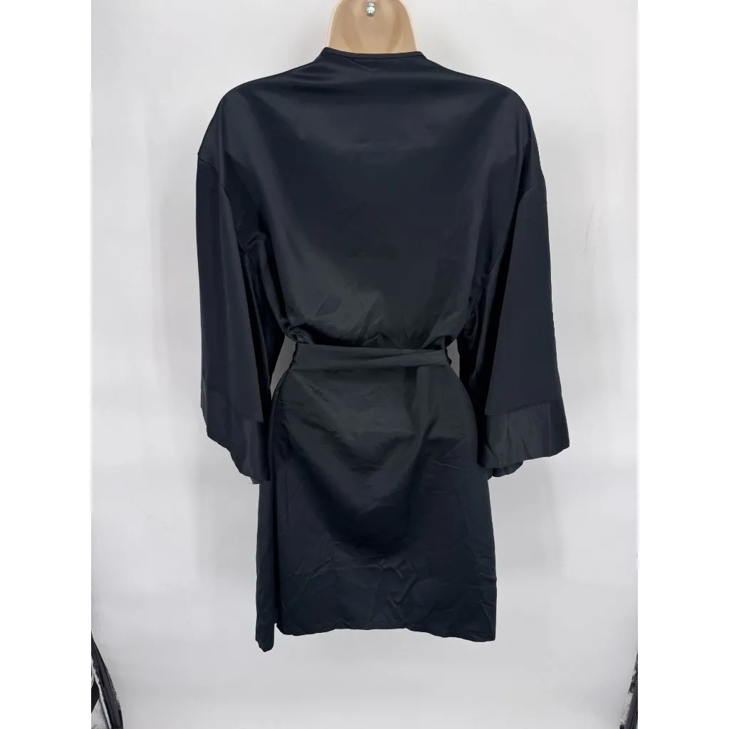 Thirdlove Satin Kimono Robe Womens One Size Black Polyester Belted NEW - Image 5