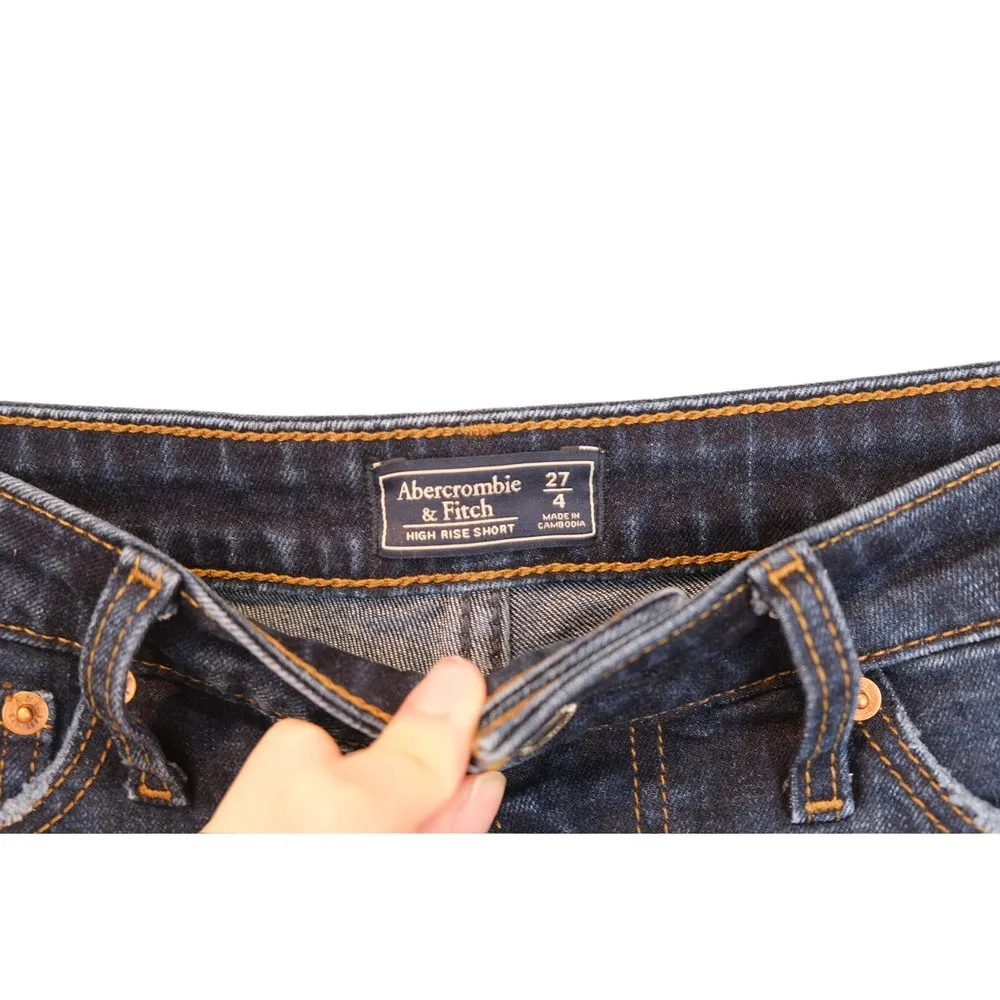 Abercrombie & Fitch High Rise Short Blue Denim Dark Wash Jean Shorts Size 27 / 4 - Image 3