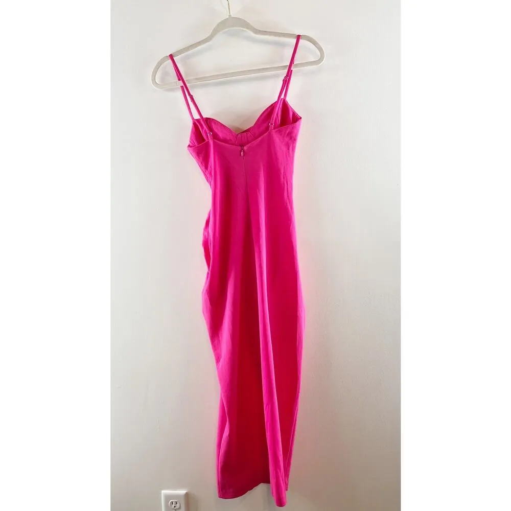 Juniper Blu Sleeveless Ruched Side Bodycon Midi Dress Hot Pink XS - Image 9