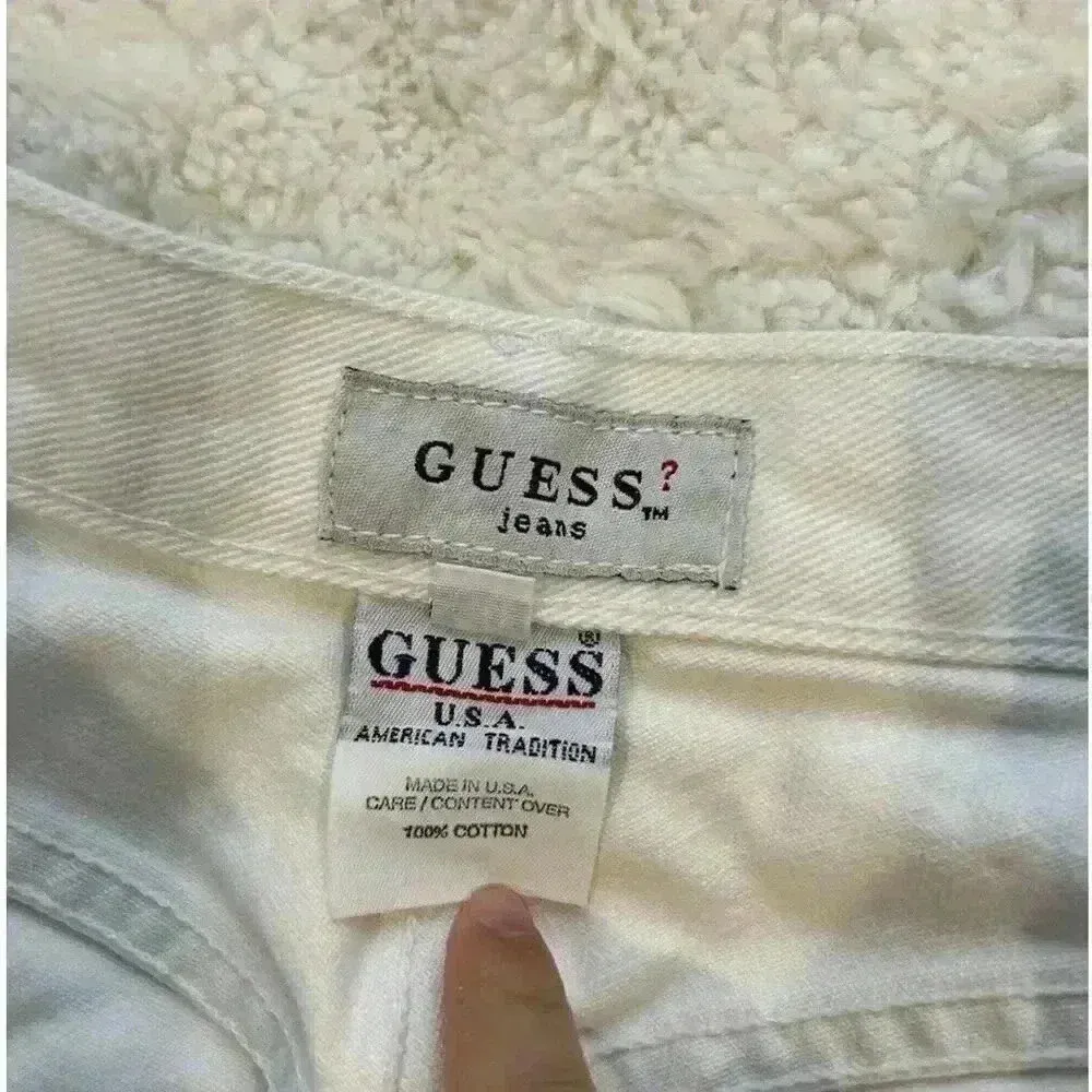 Vtg Guess Jean Shorts Size 30 90s High Waisted White‎ Denim Mom Made In USA - Image 5