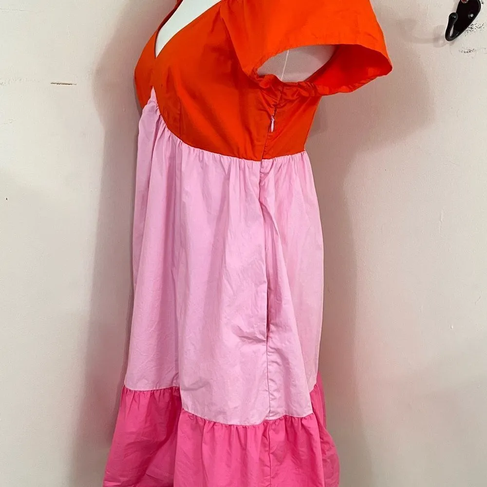 The Get Barbie Colorblock Pink/ Red Cotton Mini Dress S Pink - Image 4