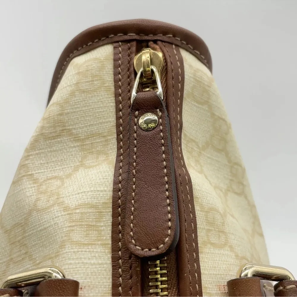 Gucci  Cream and Brown Tote Bag with Signature GG Monogram - Image 10
