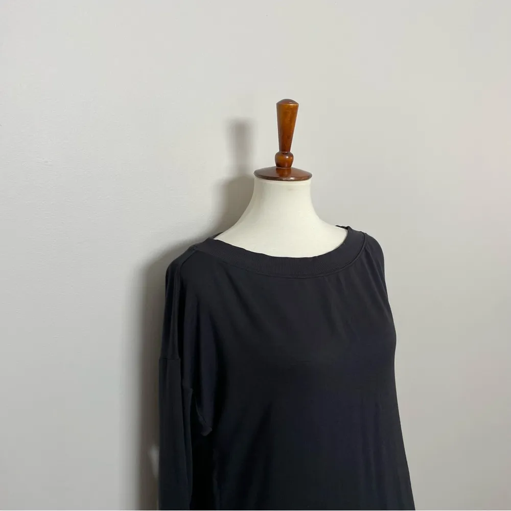 All In Motion Sweatshirt Sweater Top Boatneck Thumbholes Lounge Soft Modal Black - Image 2